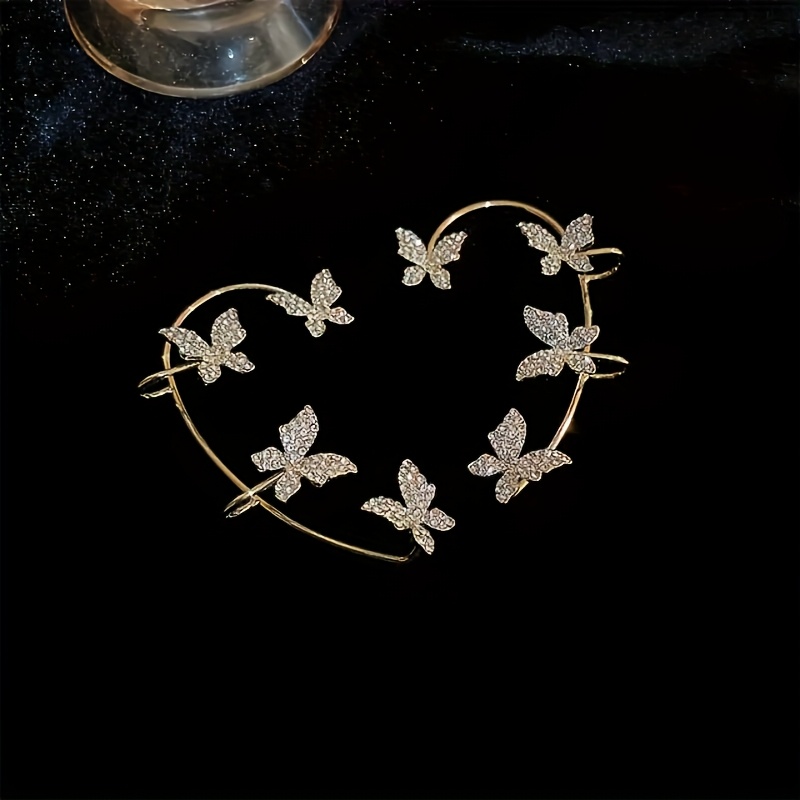 Butterfly Ear Clips for Women Hypoallergenic Copper Synthetic Zirconia